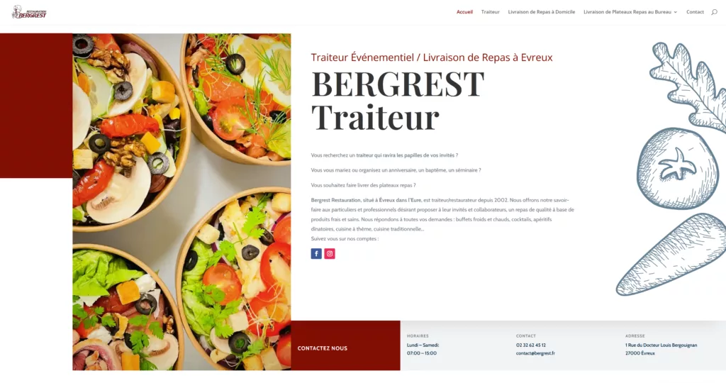 Aperçu du site Bergrest Traiteur conçu par COESIS