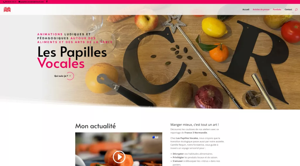 Aperçu du site Papilles Vocales conçu par COESIS