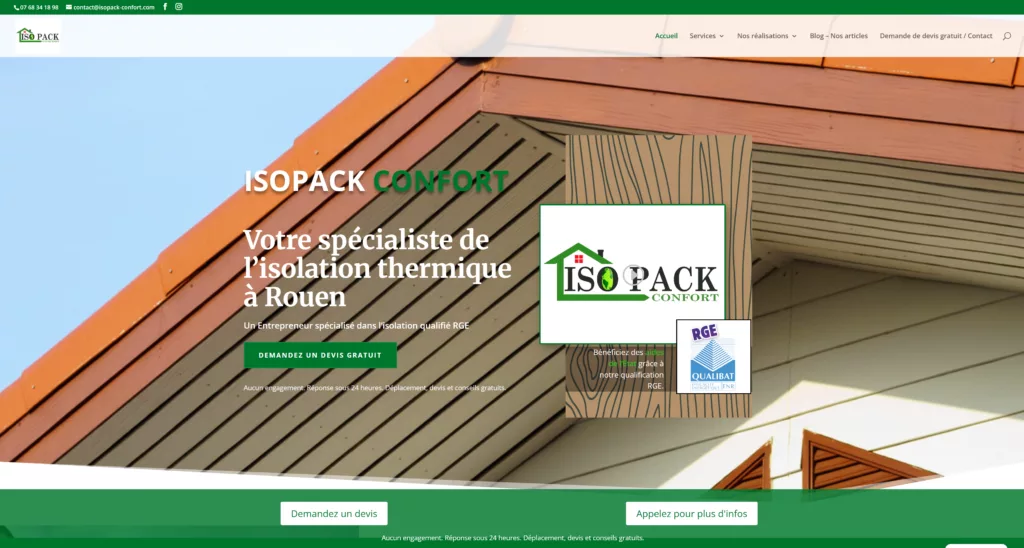 Aperçu du site Isopack Confort