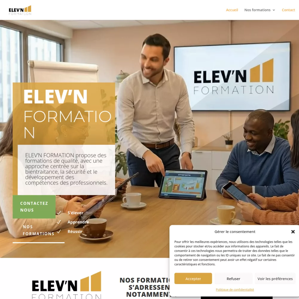 Aperçu du site Elev’n Formation conçu par COESIS