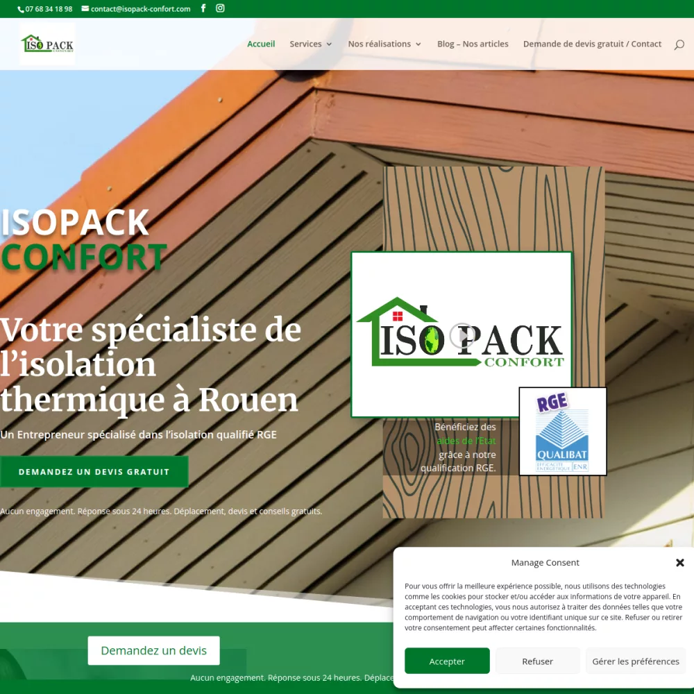 Aperçu du site Isopack Confort conçu par COESIS