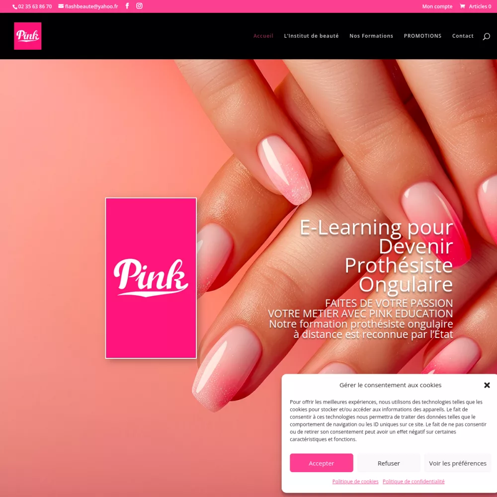 Aperçu du site Pink Education conçu par COESIS