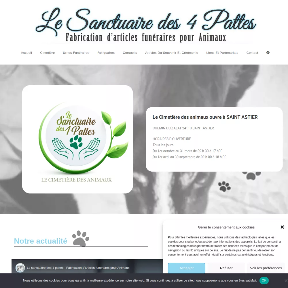 Aperçu du site Le Sanctuaire des 4 Pattes conçu par COESIS