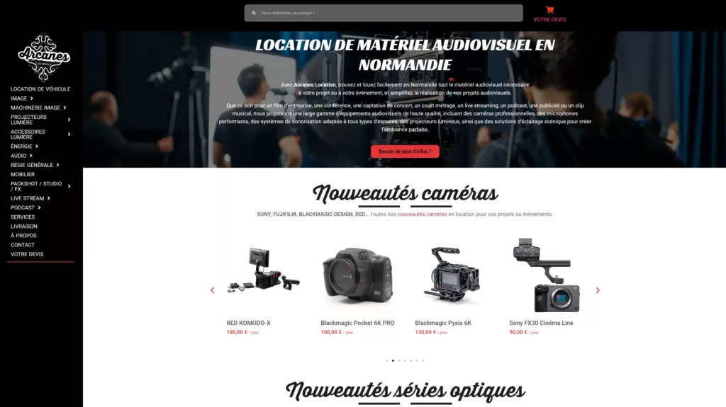 Aperçu du site Arcanes Location conçu par COESIS